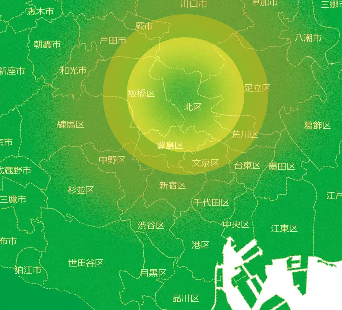 あすかホームケアクリニック 訪問エリアマップ